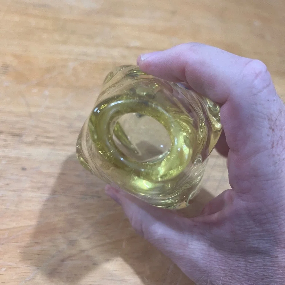 Vtg MCM Zelezny Brod Sklo‎ ZBS Miloslav Klinger Yellow Art Glass Bud Vase 4.5